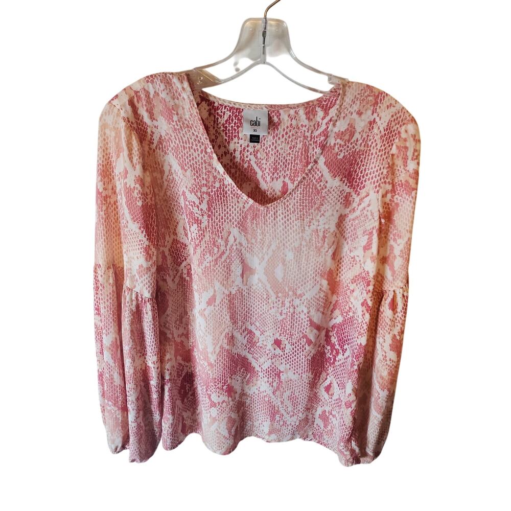 Cabi Pink Python Pinted Blouse, XS - image 1